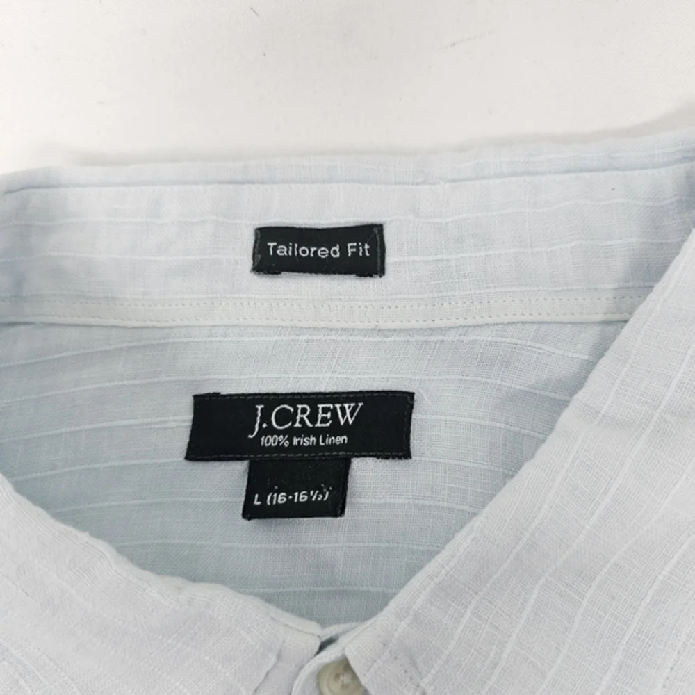 J Crew Men's Long Sleeve‎ 100% Linen Shirt Tie-Dye Gradient Blue Design Size L.